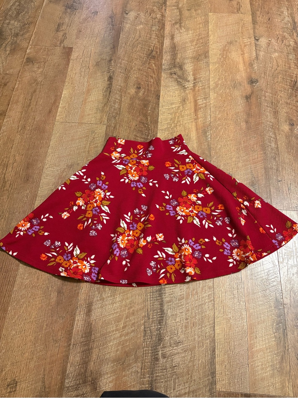 LuLaRoe Girls Red Floral Skater Skirt
